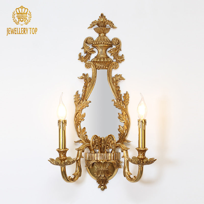 brass wall lamp wih mirror