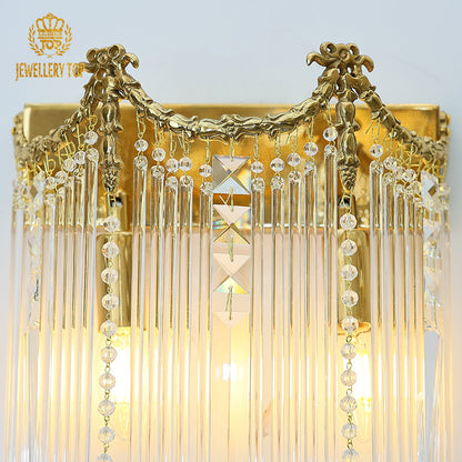 French Brass Crystal Wall Lamp