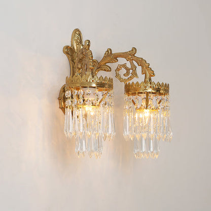 Indoor luxury decorative brass crystal wall sconce