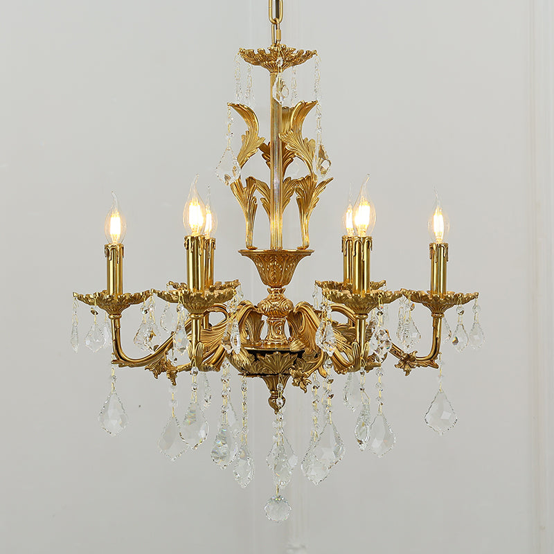 Neoclassical Brass Chandelier