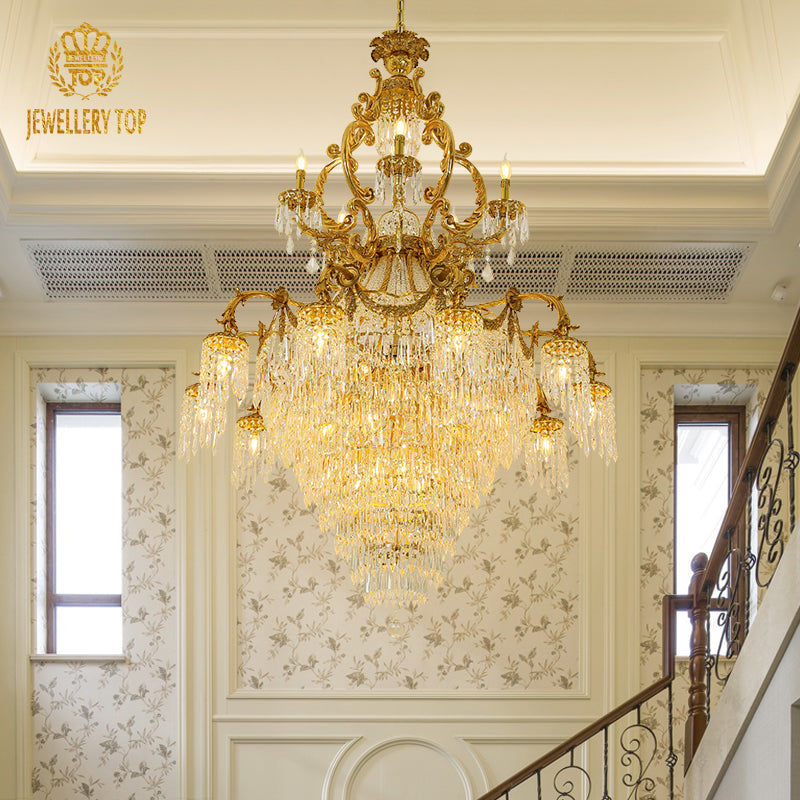 Large Rococo Crystal Chandelier 6.23'