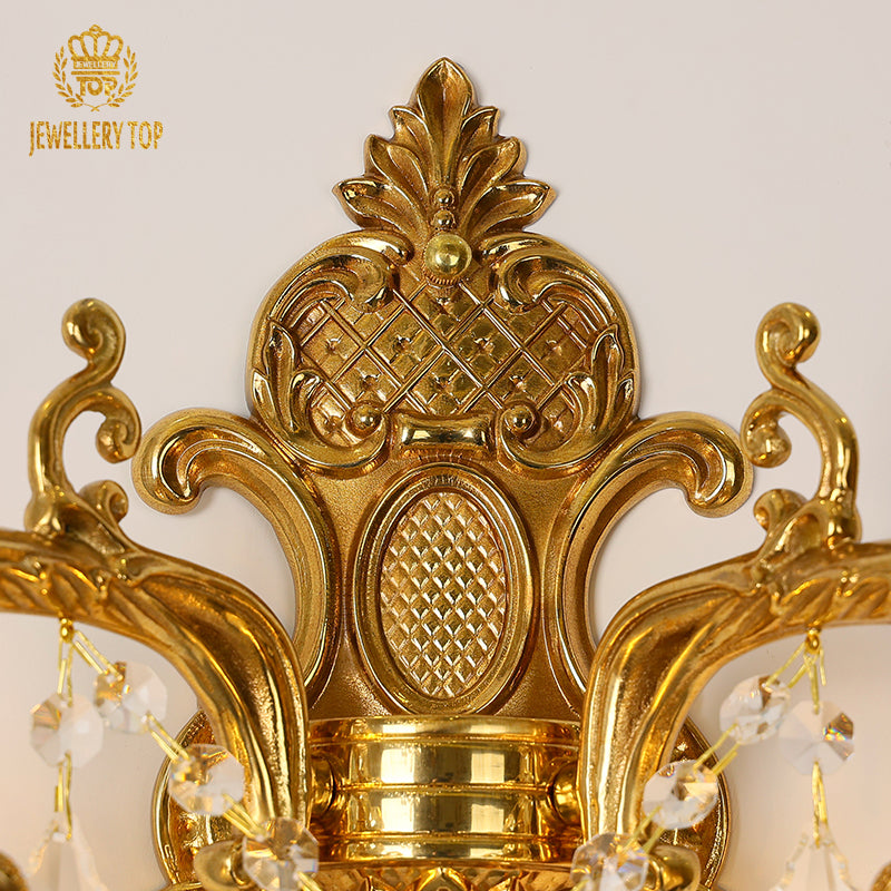 French Crystal Decorative Brass Wall Lamp