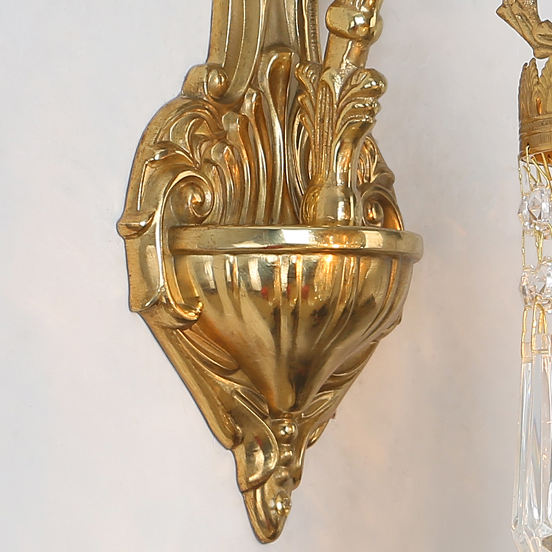 Indoor luxury decorative brass crystal wall sconce