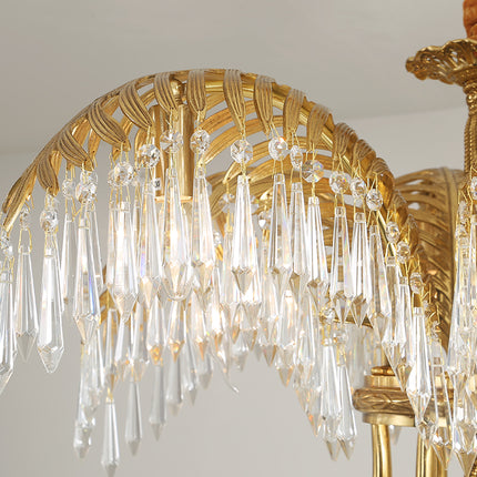 palm chandelier with crystal drop