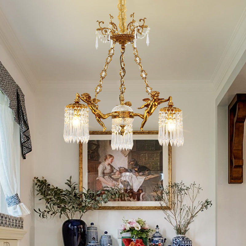 French Brass Cherub Chandelier