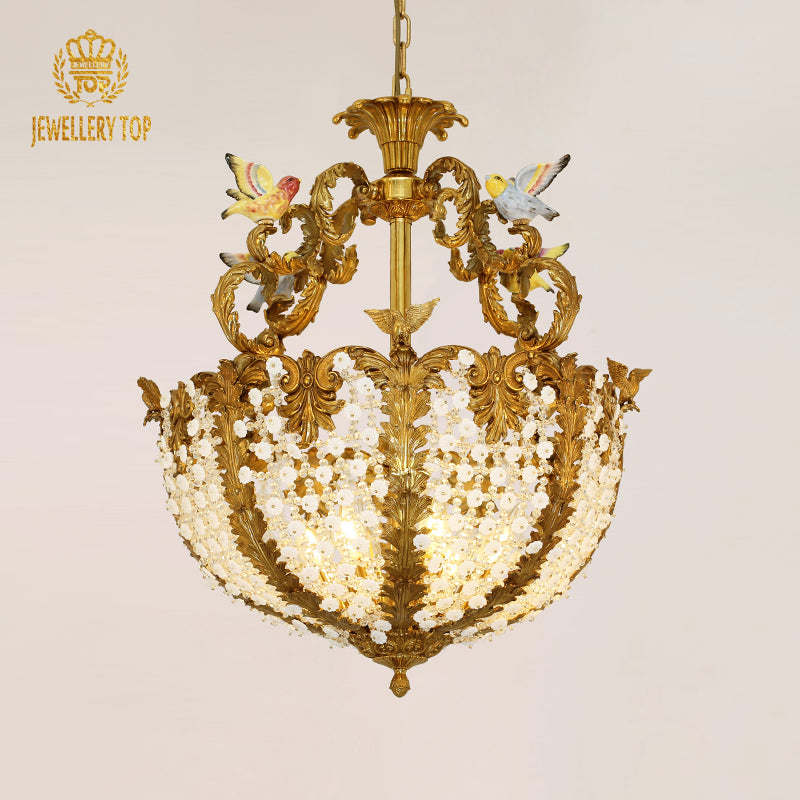 French Brass Rococo Pendant Lamp