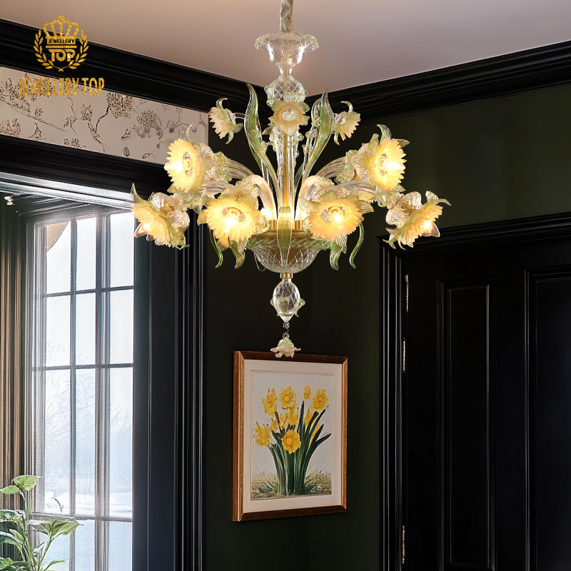 Murano Floral Glass Chandelier