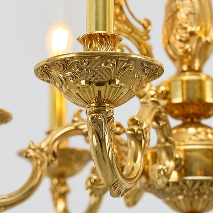 hand carving brass candle chandelier