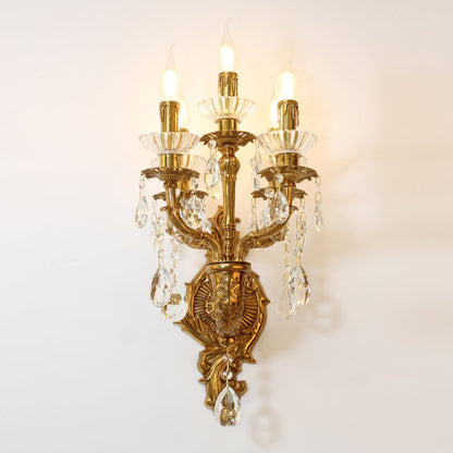 crystal decorative candle brass wall lamp