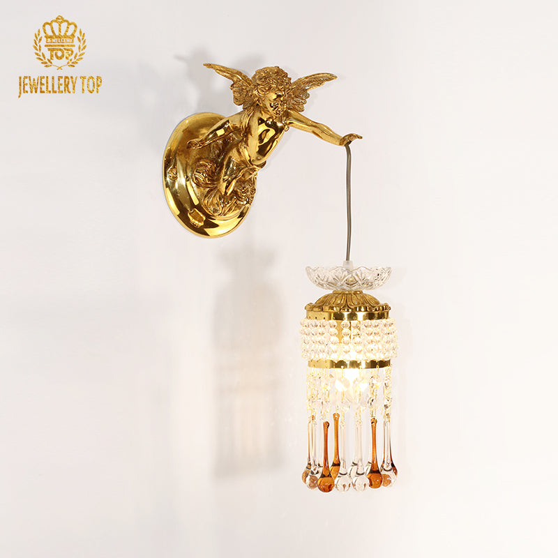 French Brass Angel Wall Lamp