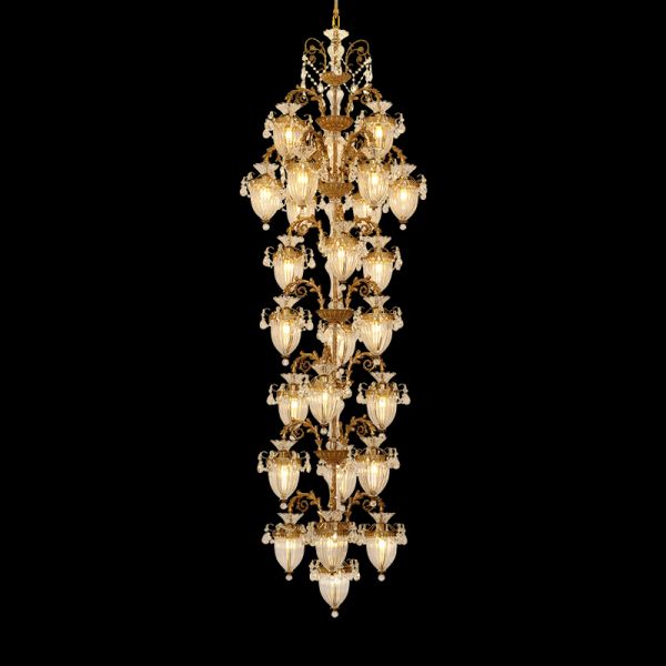 Tree Branch Glass Antique Brass Chandelier