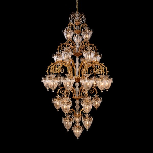 Tree Branch Glass Antique Brass Chandelier