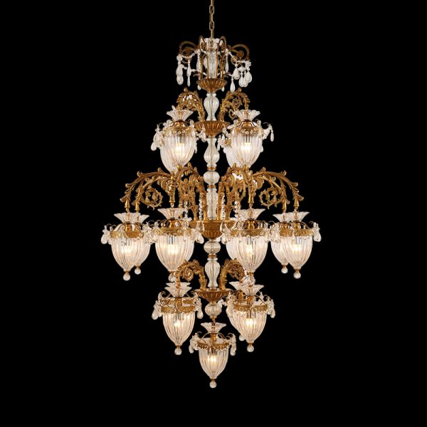 Tree Branch Glass Antique Brass Chandelier