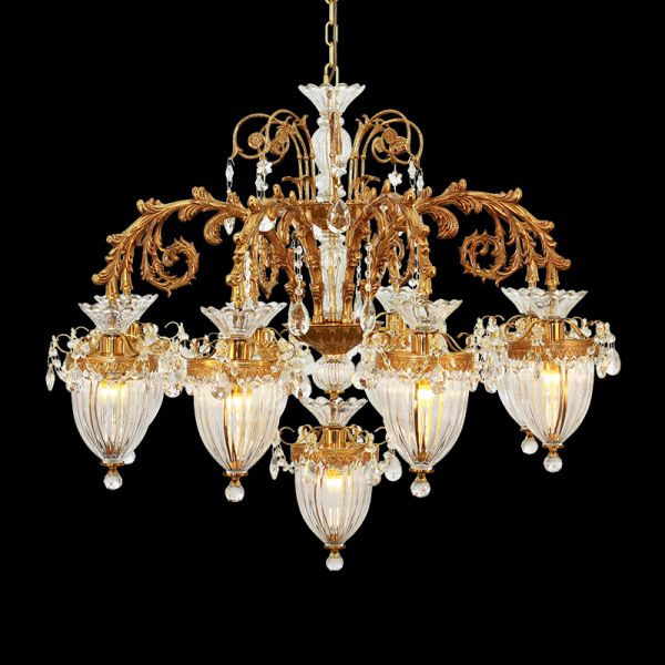 Tree Branch Glass Antique Brass Chandelier