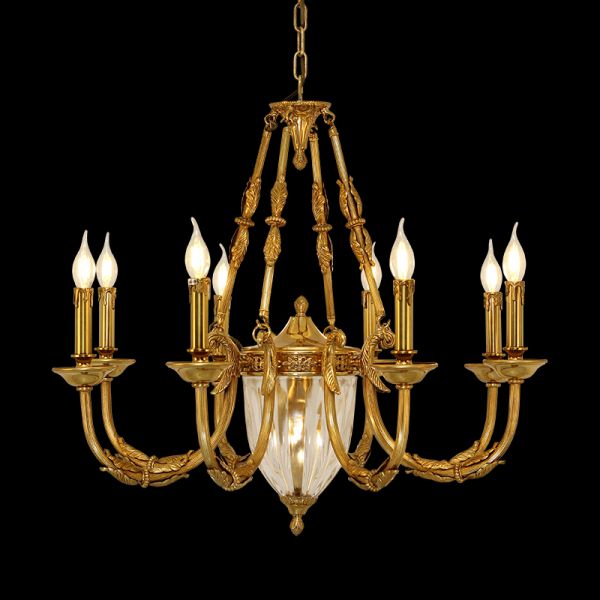 crystal base brass chandelier