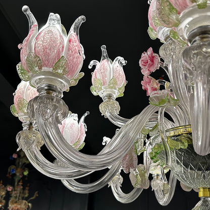 Handmade Glass Floral Chandelier 15/18 lamps