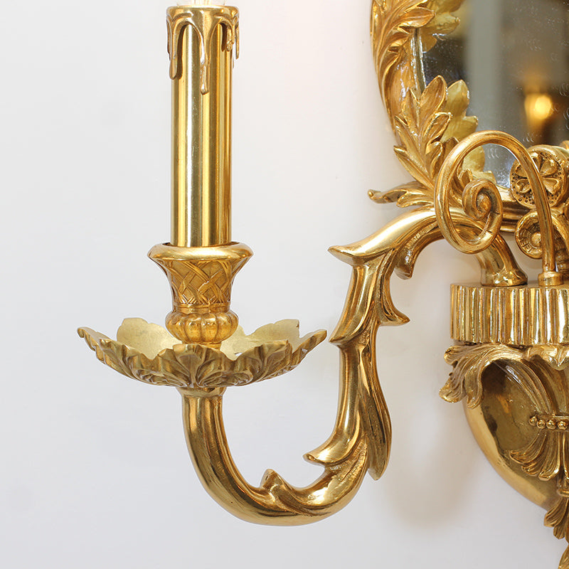 brass wall lamp wih mirror