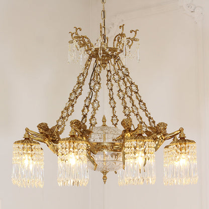 French Brass Cherub Chandelier