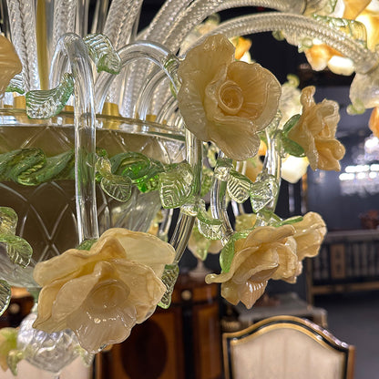 Long Size Murano Floral Glass Chandelier