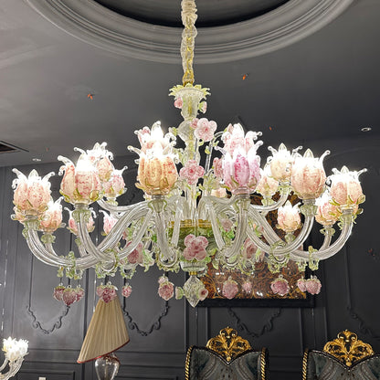 Handmade Glass Floral Chandelier 15/18 lamps