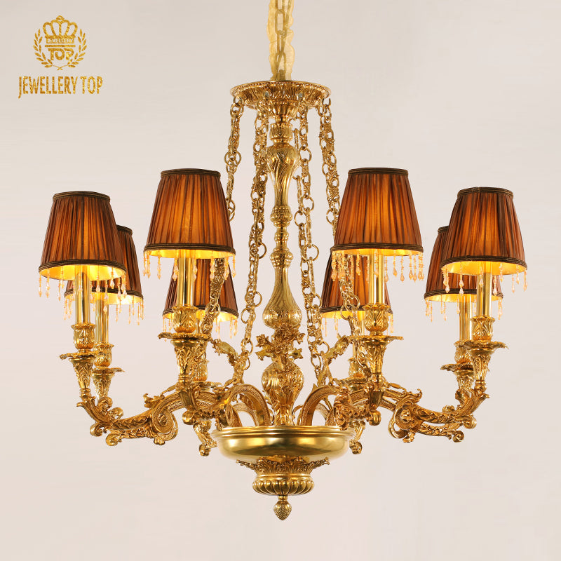 Neoclassical Brass Chandelier 2.46'/2.92'