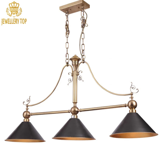 Vintage-inspired brass pendant light with scrollwork and circular base