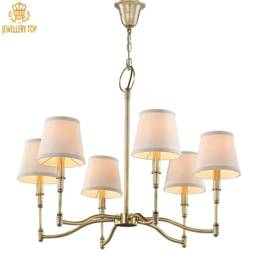 Symmetrical antique brass chandelier in American country style