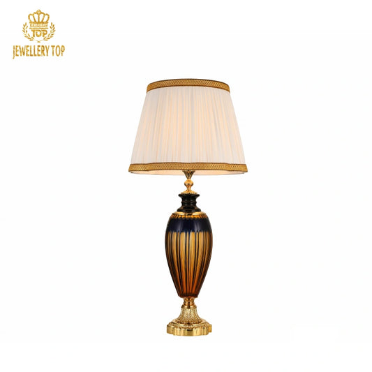 24PBO Glass Table Lamp with Acanthus Leaf Brass Base