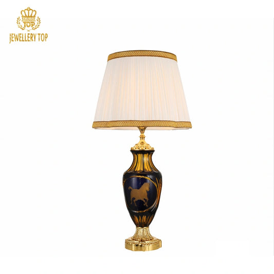 Elegant Living Room Table Light with White Pleated Shade