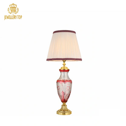 JEWELLERY TOP Royal Baroque Leaded-Glass Table Lamp Purple & Gold