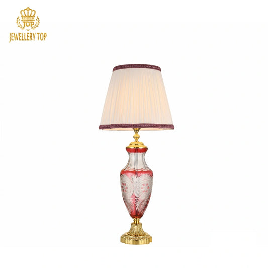 JEWELLERY TOP Royal Baroque Leaded-Glass Table Lamp Purple & Gold