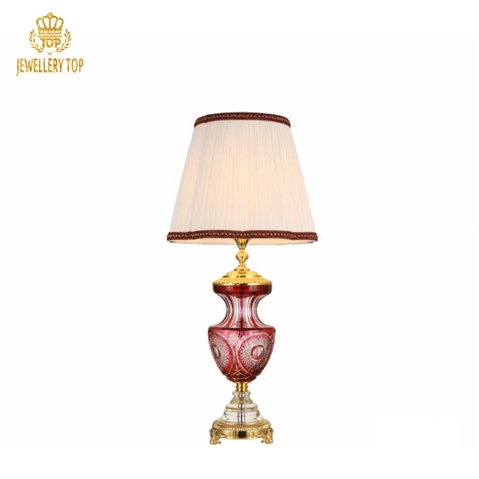 24PBO Leaded-Glass Decoration Lamp with Rococo Brass Base