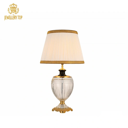 Luxury Classical Table Light with White Pleated Fabric Shade