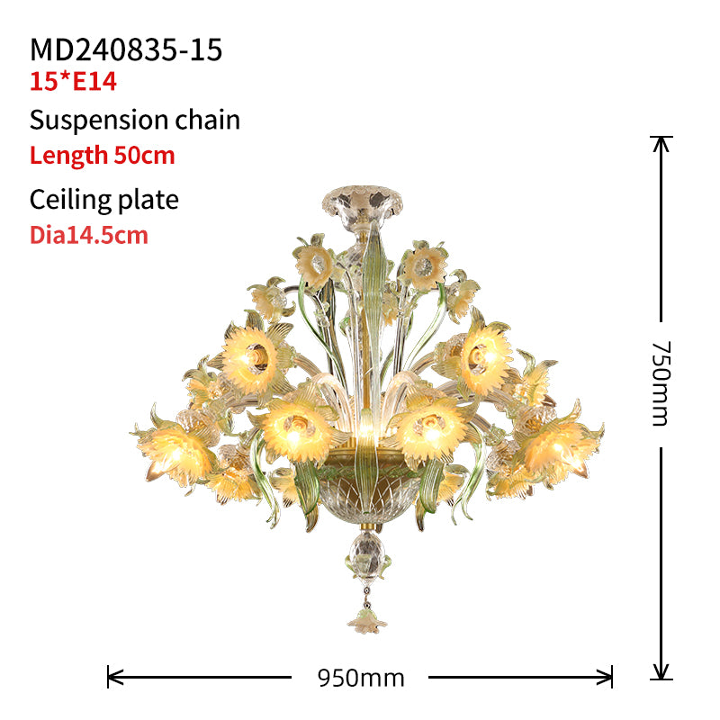 Murano Floral Glass Chandelier