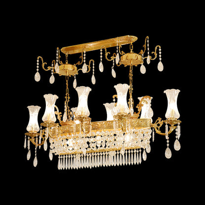 Dining Linear Brass Antique Chandelier