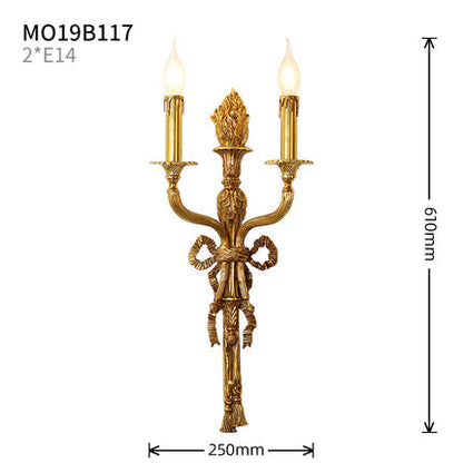 2 Lights Brass Antique Wall Lamp