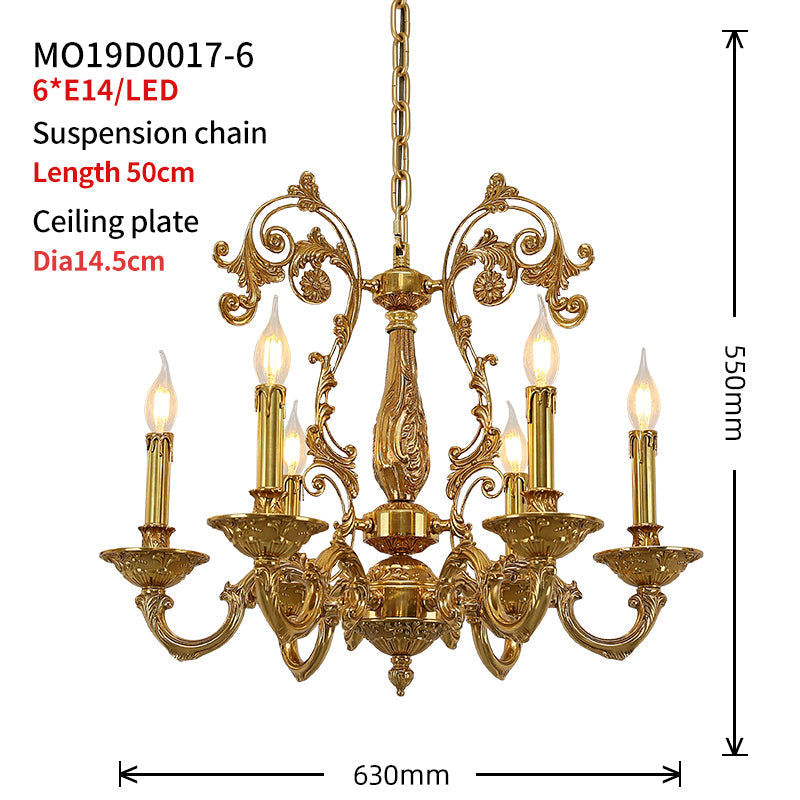 hand carving brass candle chandelier