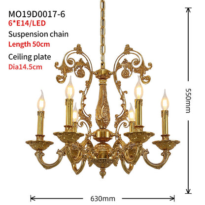 hand carving brass candle chandelier