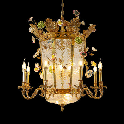 French Brass Chandelier in lantern shape