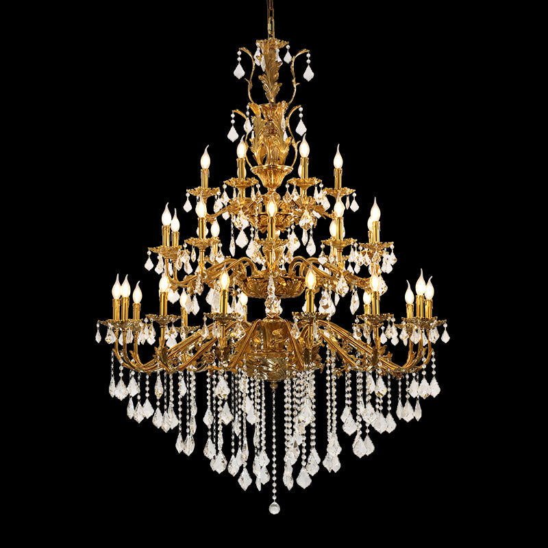 Neoclassical Brass Chandelier