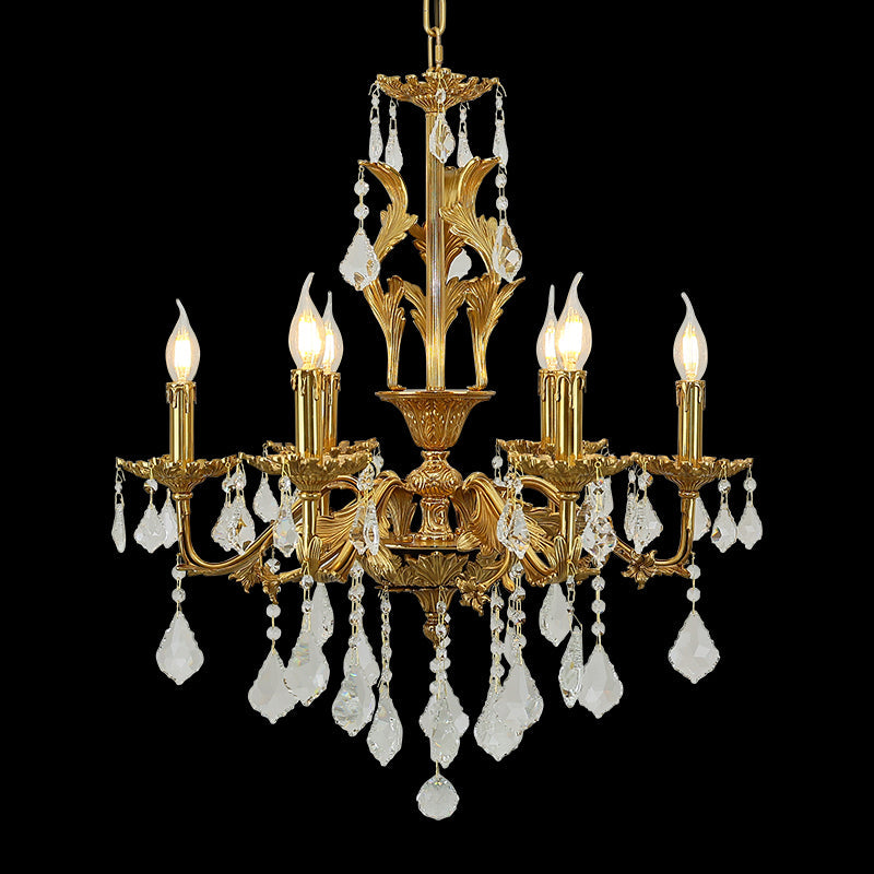 Neoclassical Brass Chandelier