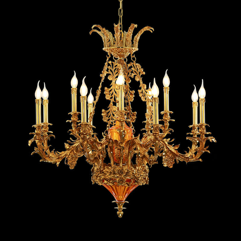 amber glass brass chandelier