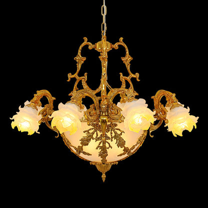 flower crystal lampshade brass chandelier