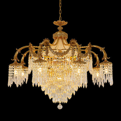 French Brass Chandelier in Rococo Style