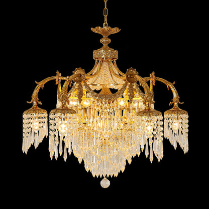 French Brass Chandelier in Rococo Style