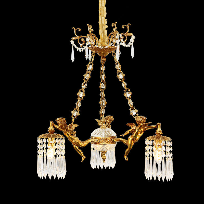 French Brass Cherub Chandelier