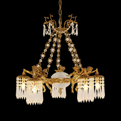 French Brass Cherub Chandelier