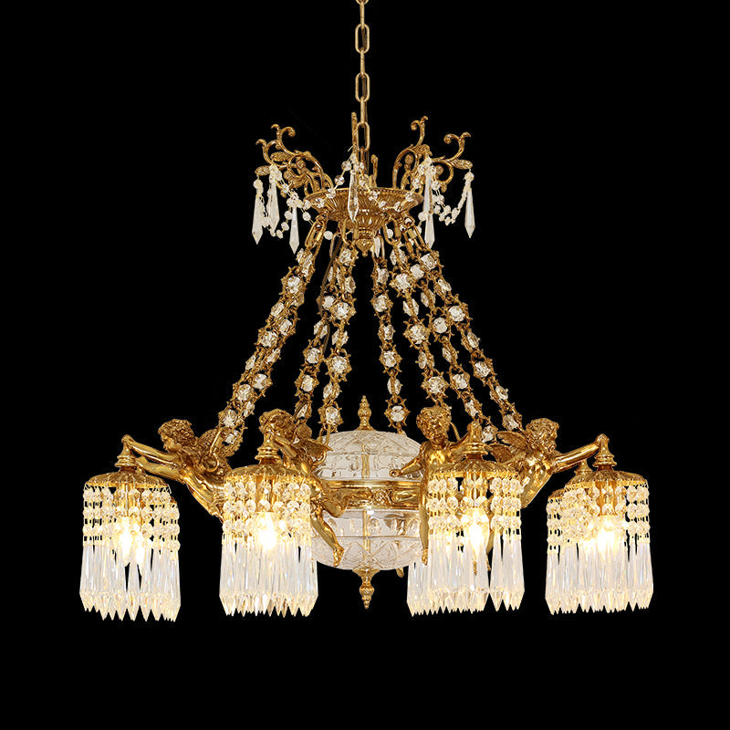 French Brass Cherub Chandelier