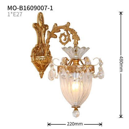 crystal decorative brass wall lamp