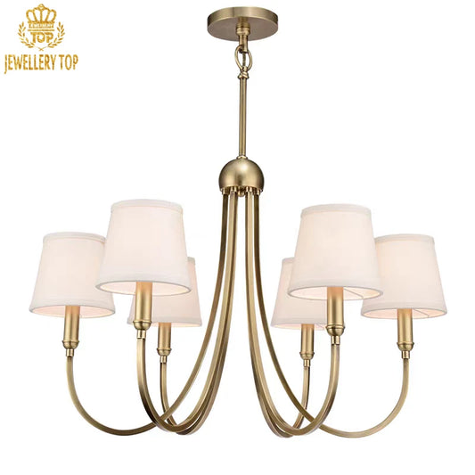 Simple symmetrical brass pendant light with cylindrical core detail